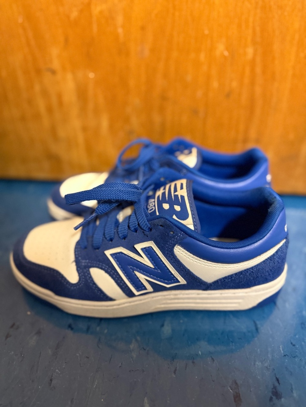 New Balance Royal Blue and White 480 Sneakers